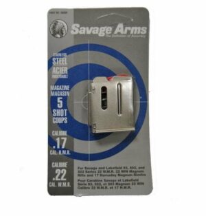 Savage Arms, Magazine, 22WMR, 5 Rounds, Fits Savage Model 90 Series, Stainless
