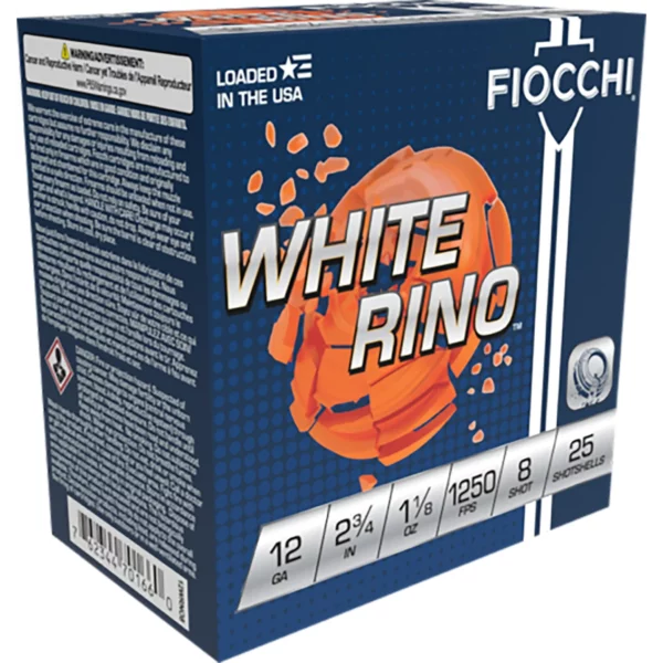 FIOCCHI EXACTA PREMIUM COMPETITION WHITE RINO 12 GAUGE 2.75'' 8