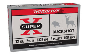 Winchester Ammunition, Super-X, 12 Gauge, 2.75", 00 Buck, Buckshot, 9 Pellets,5 Round Box