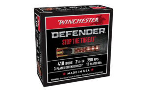 Winchester Ammunition, Defender, Supreme Elite, 410 Gauge, 2.5", Buckshot, 3 Defense, Discs/12 BB Pellets, 10 Round Box