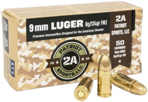PATRIOT SPORTS LLC 9mmLuger 124gr Full Metal Jacket 50 Per Box/20 Case