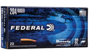 Federal, Varmint and Predator, V-Max, 204 Ruger, 32 Grain, 20 Round Box
