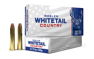 Nosler, Whitetail Country, 45-70 Government, 300 Grain, Straight Wall Bullet, 20 Round Box