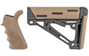 Hogue, OverMolded Kit, Pistol Grip with Beavertail and Finger Grooves, Mil-spec Collapsible Stock, Fits AR-15, Flat Dark Earth