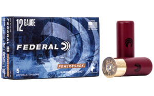 Federal, PowerShok, 12 Gauge, 2.75", 00 Buck, Max Dram, Buckshot, 9 Pellets, 5 Round Box