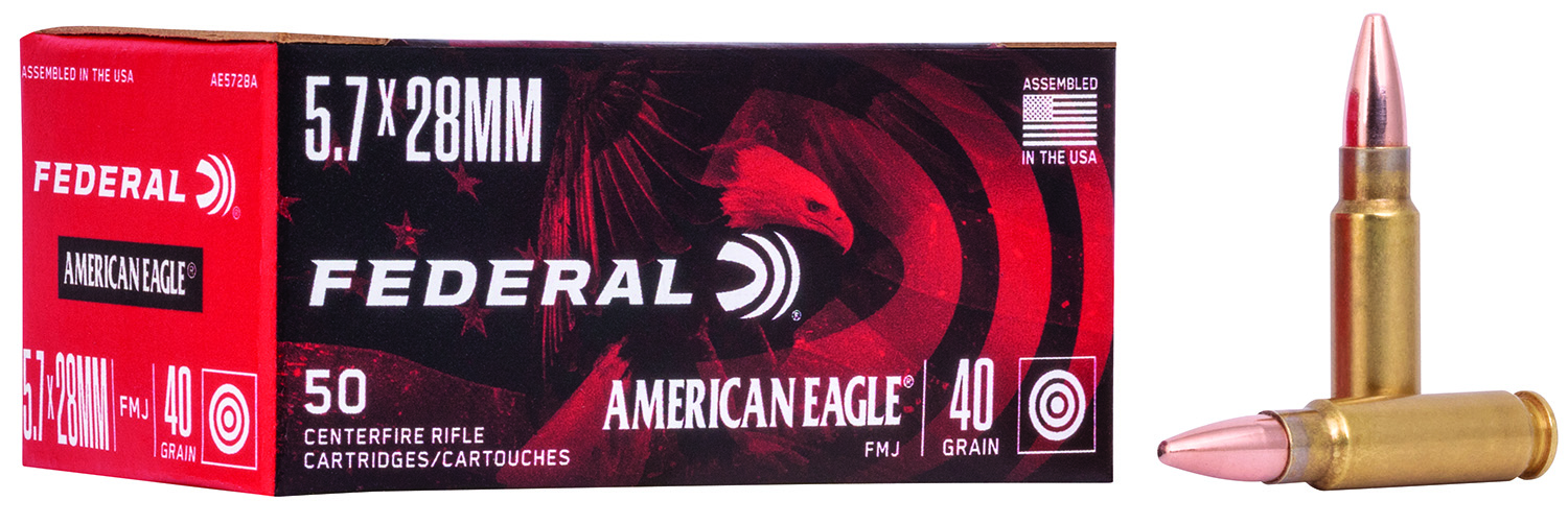 Federal American Eagle Handgun 5.7x28mm 40gr Full Metal Jacket 50 Per Box