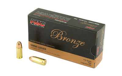PMC Ammunition, Bronze 9MM, 115 Grain, Full Metal Jacket, 50 Round Box