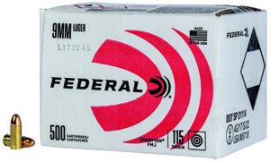 Federal, Champion Training, 9MM, 115 Grain, Full Metal Jacket, 500 Round Box