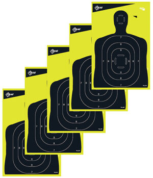 Allen Company, EZ AIM Splash Reactive Target Silhouette Paper Hanging 12" x 18" Black/Yellow 5 Pack