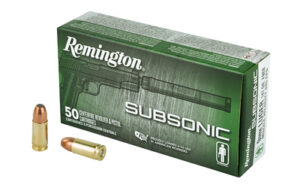 Remington, Subsonic, 9MM, 147 Grain, Flat Nose Enclosed Bullet, 50 Round Box