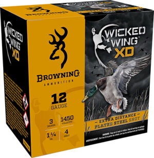 Browning Ammo B193411234 Wicked Wing XD 12Gauge 3" 1 1/4oz 4Shot 25 Per Box