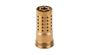 Q, Cherry Bomb, Muzzle Brake, 8.6 Blackout, 5/8X24 Thread Pitch, Gold